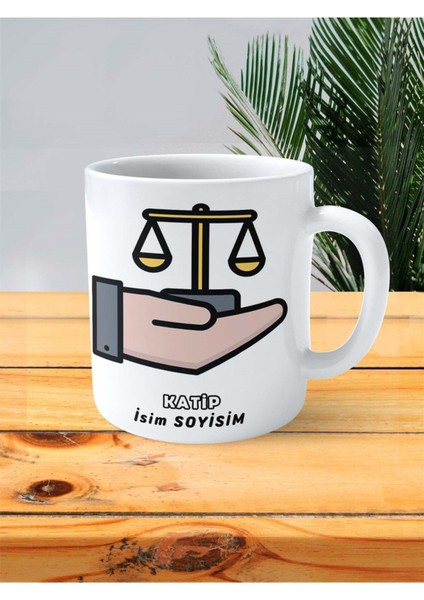 Katip Zabıt Katibi Meslek Baskılı Kupa Bardak Çift Taraflı Baskı Kişiye Özel Model