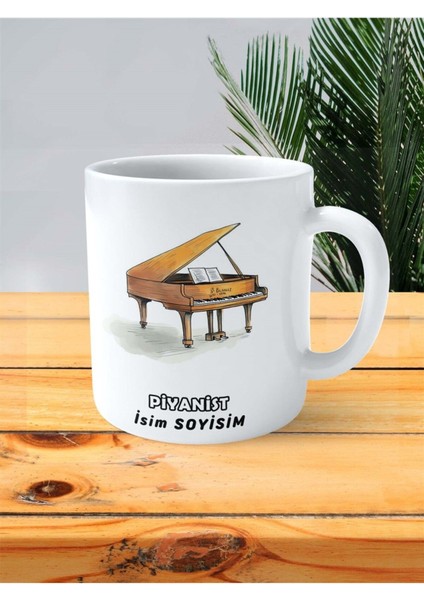 Piyanist Meslek Baskılı Kupa Bardak Çift Taraflı Baskı Kişiye Özel Model