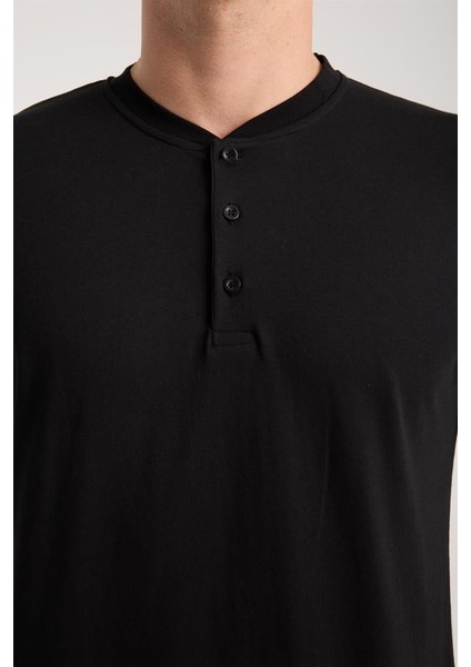 Modaserdem Akbeniz Erkek Füme Düğmeli Yaka Kısa Kol Pijama Takımı