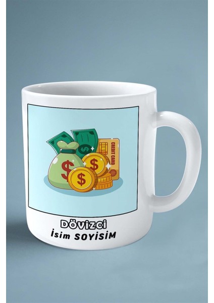 Dövizci Meslek Baskılı Kupa Bardak Çift Taraflı Baskı Kişiye Özel Model 9