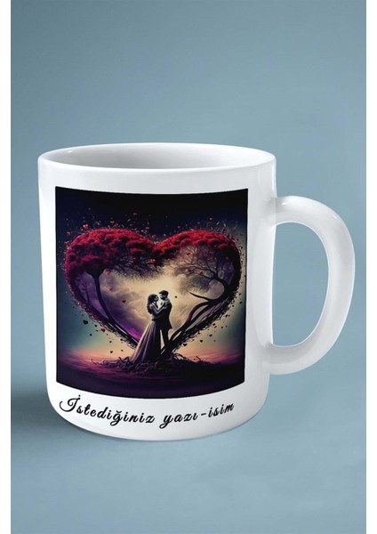 Sevgililer Günü Sevgili Kişiye Özel Baskılı Kupa Bardak Çift Taraflı Baskı Model 161 Ağaç Gece fiyatları