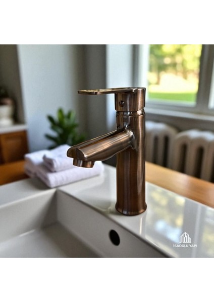 Mat Bakır Lavabo Bataryası Bakır Eskitme Armatür Pirinç Malzeme