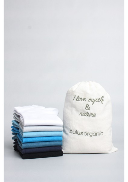 7'li Organik Penye Pamuk Erkek Patik Çorap Soğuk Renkler