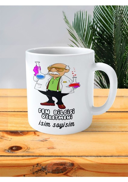 Fen Bilgisi Öğretmeni Baskılı Kupa Bardak Isimli Kişiye Özel Steril Eldiven Pembe