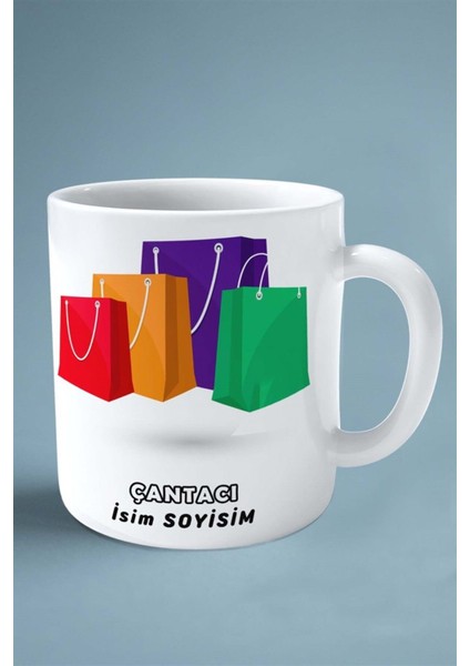 Çantacı Meslek Baskılı Kupa Bardak Çift Taraflı Baskı Kişiye Özel Model 7