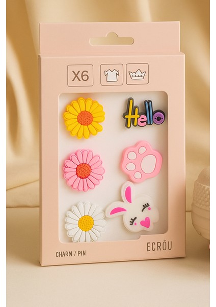 PVC Çiçek Detaylı Terlik Charmpim