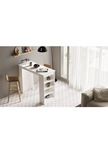 Harwick 120CM Bar Masası Mutfak Yemek Masası Beyaz Har1-W fırsatları