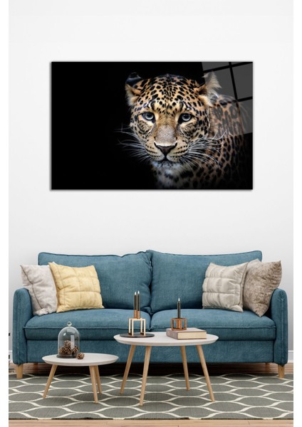 Leopar Portresi Yatay Cam Tablo, Modern Ev Ofis Dekoru, Hediyelik Duvar Dekorasyonu, Kırılmaz Cam modelleri