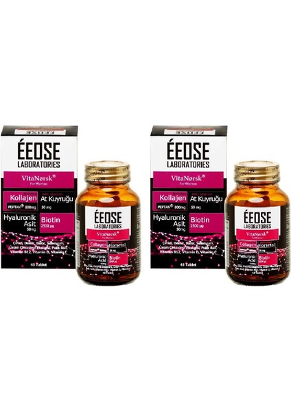 Collagen Tablet ( Kollajen + Hyaluronik Asit + Atkuyruğu + Biotin + C Vitamini) 45 Tablet- 2 Adet