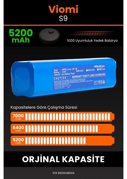 Viomi S9 5200mAh Robot Süpürge Bataryası - Gerçek Kapasite, Maksimum Güvenlik fırsatları