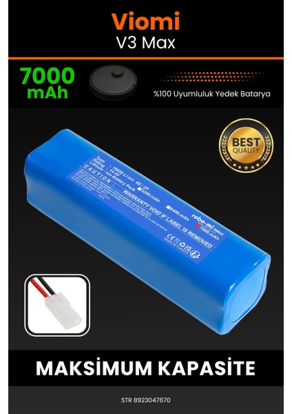 Viomi V3 Max 7000mAh Robot Süpürge Bataryası - Gerçek Kapasite, Maksimum Güvenlik