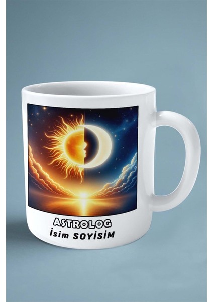 Astrolog Baskılı Kupa Bardak Çift Taraflı Baskı Kişiye Özel Model 17