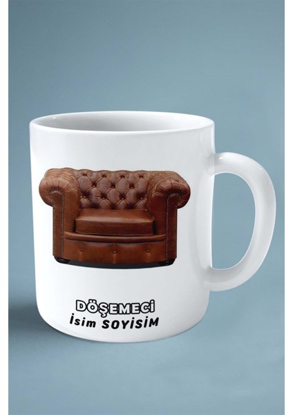 Döşemeci Meslek Baskılı Kupa Bardak Çift Taraflı Baskı Kişiye Özel Model 11