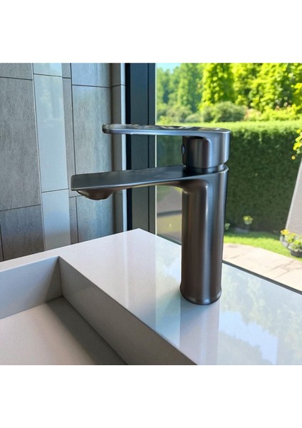 Antrasit Lavabo Bataryası Antrasit Lavabo Musluk Pirinç Malzeme Antrasit Gri modelleri