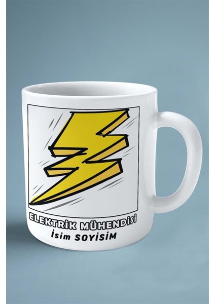 Elektrikçi Elektrik Meslek Baskılı Kupa Bardak Çift Taraflı Baskı Kişiye Özel Model 5