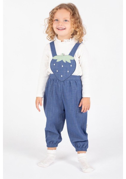 Salopet 2 Li Kız Çocuk Takım - Koyu Mavi