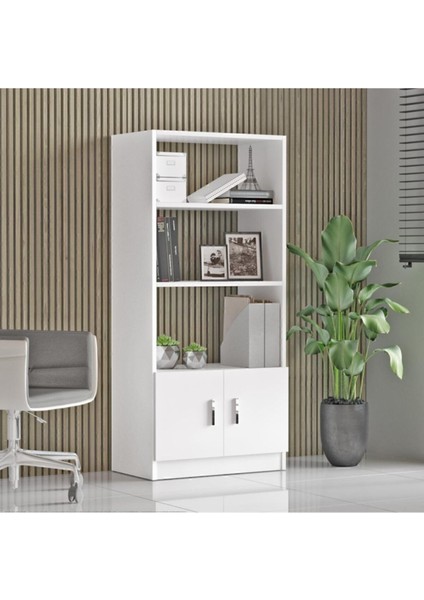 Bega D Ofis Kitaplık Raflı Kapaklı 3 Renk Beyaz Beg4-W