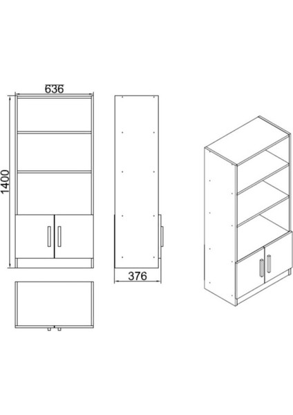 Bega D Ofis Kitaplık Raflı Kapaklı 3 Renk Beyaz Beg4-W indirimleri