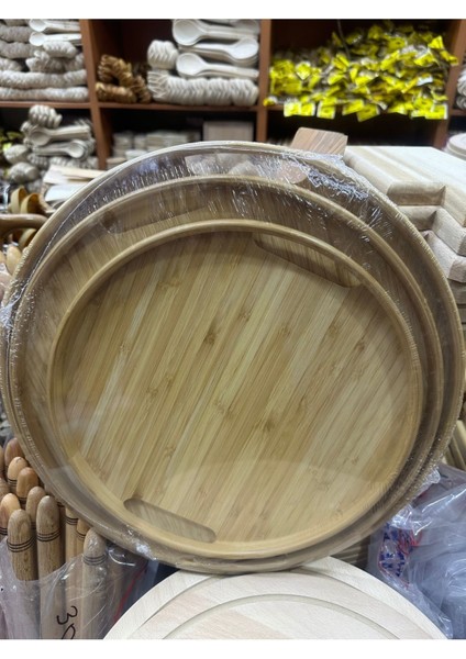 Bambu 3'lü Tepsi Seti, 30-38 Cm, Kahverengi, Ince Kenar, Şık ve Kullanışlı indirimleri