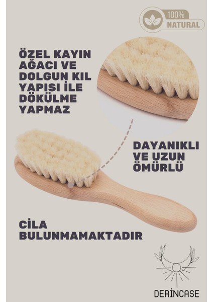 Lazer Yazım Isme Özel %100 Doğal ve Yumuşak Keçi Kılı Fırça ve Ahşap Tarak Seti+Bez Kese Hediyeli fiyatları