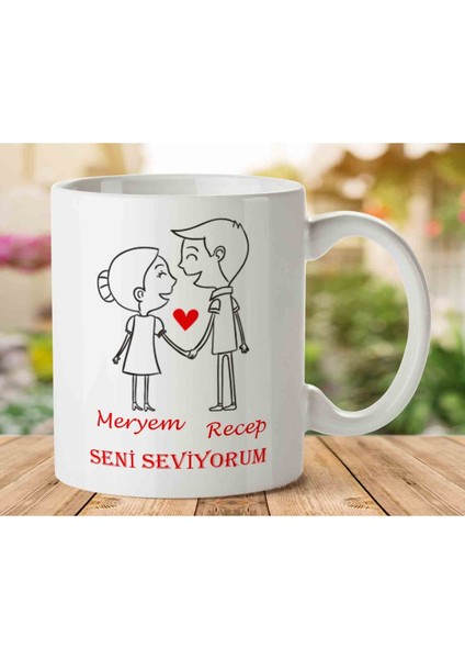 Sevgililer Günü Seni Seviyorum Silüet Kupa Bardak