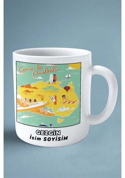 Gezgin Gezici Meslek Baskılı Kupa Bardak Çift Taraflı Baskı Kişiye Özel Model 2