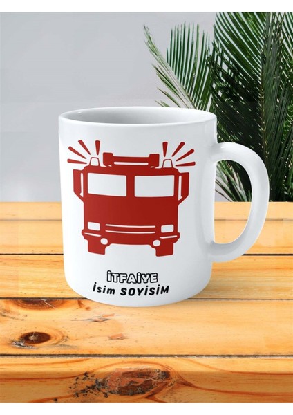 Itfaiye Meslek Baskılı Kupa Bardak Çift Taraflı Baskı Kişiye Özel Model