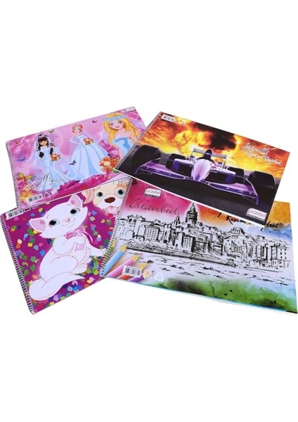 15 Yaprak Spiralli Resim Defteri 35X50 12'li