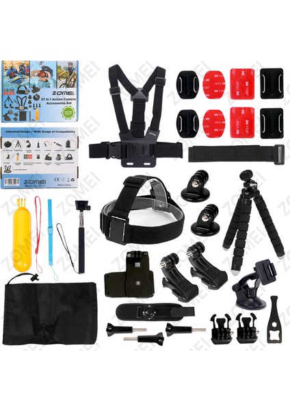 Aksiyon Kameraları Için 27 Parça Başlangıç Aksesuar Seti