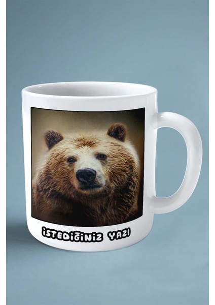 Ayı Baskılı Kupa Bardak Çift Taraflı Kişiye Özel Çerçeveli Renkli Model 9 fiyatları