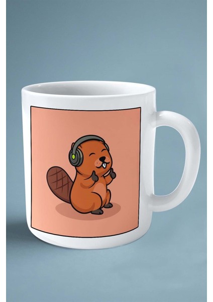 Kunduz Baskılı Kupa Bardak Çift Taraflı Kişiye Özel Çerçeveli Renkli Model 3