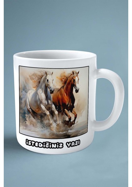 At Baskılı Kupa Bardak Çift Taraflı Kişiye Özel Çerçeveli Renkli Model 18 fiyatları