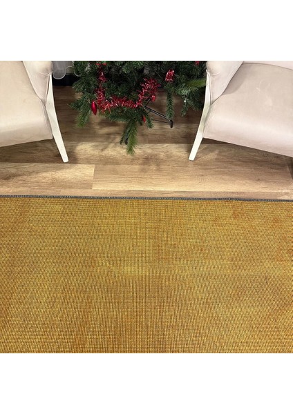 Kilim Altın Kaymaz Tabanlı Yıkanabilir Düz Renk Kilim