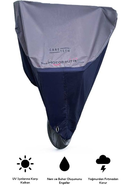 CT-B101XXL Motosiklet Branda Su Geçirmez 4 Mevsim Koruma Yıkanabilir Kalın Kumaş XXL Gri/Lacivert modelleri