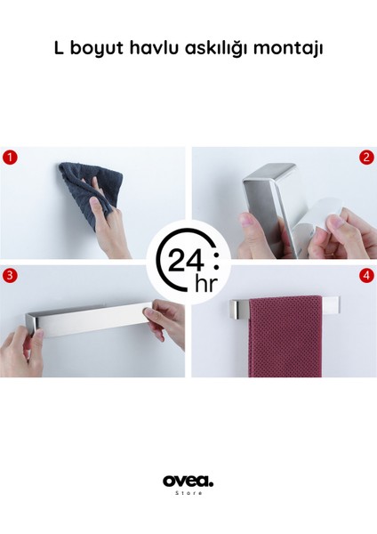Paslanmaz Çelik Havluluk / 30 cm / Yapışkanlı Tasarım / Havlu Askısı