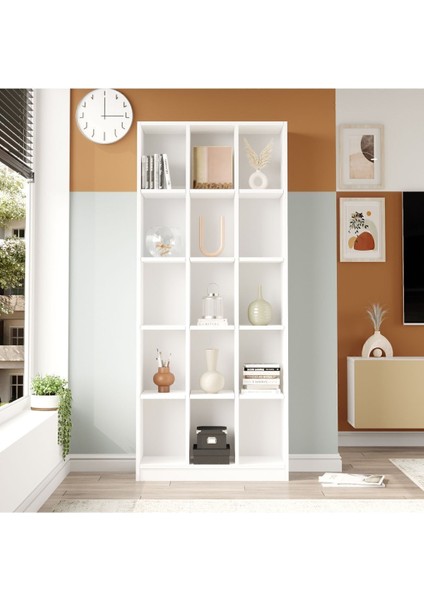 Oscer Geniş Kitaplık 15 Raflı 180CM Beyaz Osc2-W fiyatları