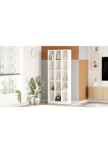 Oscer Geniş Kitaplık 15 Raflı 180CM Beyaz Osc2-W modelleri