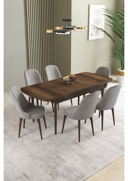 Ikon Barok Desen 80X132 Açılabilir Mdf Masa Yemek Odası Takımı, Mutfak Takımı 6 Adet Sandalye fiyatları