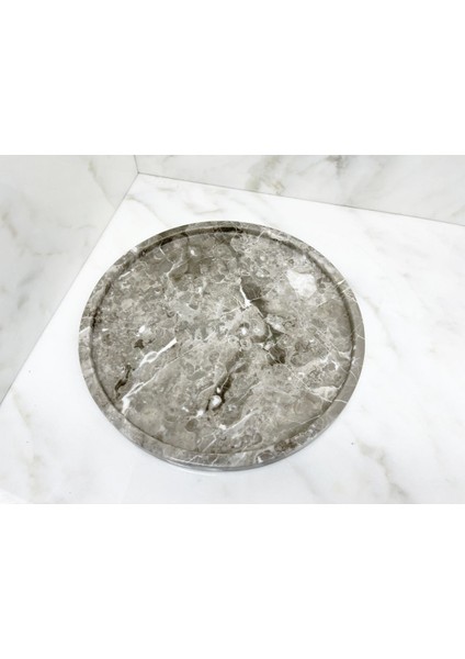 Doğal Gri Mermer Yuvarlak Tepsi, Banyo ve Sunum Için Şık ve Zarif Tasarım indirimleri