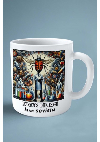 Böcek Bilimci Baskılı Kupa Bardak Çift Taraflı Baskı Kişiye Özel Model 3