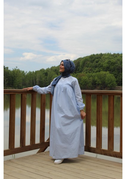 Çizgili Fırfırlı Elbise