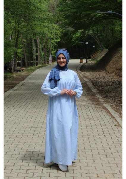 Çizgili Fırfırlı Elbise