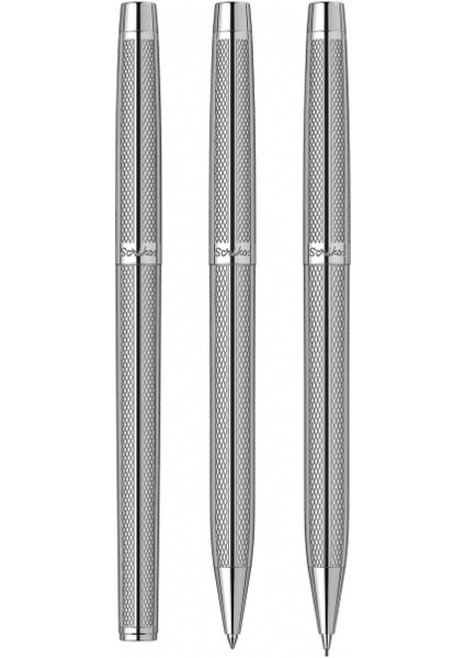 & WizDesign 722W Dolmakalem + Tükenmezkalem + Versatil Ikili Set Krom ( Ömür Boyu Garantili - Lüks Kutulu - İsme Özel Tasarım )