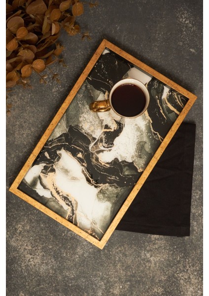 Moroccan Mermer Tepsi 40X25 Cm, Şık ve Dayanıklı Ev Dekorasyonu Aksesuarı