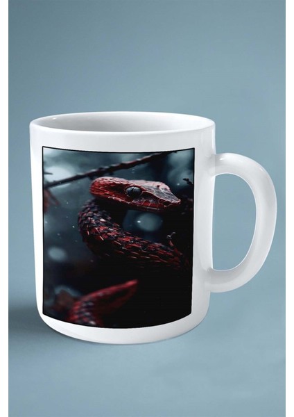 Yılan Baskılı Kupa Bardak Çift Taraflı Kişiye Özel Çerçeveli Renkli Model 24