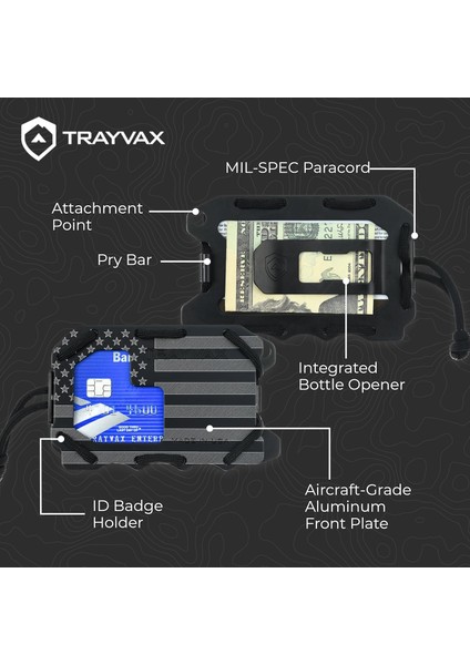 Trayvax Orijinal 2.0 Patriot Edition Cüzdan, 10,5 cm Uzunluk, Siyah, Günlük Kullanım Için, Kart, Para Tutucu