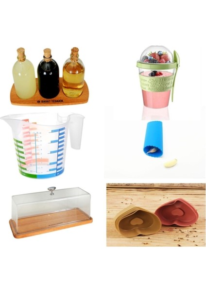 6 Parça Mutfak Seti Kek Fanusu ve Baharatlık Takımı, Şık ve Kullanışlı Tasarım