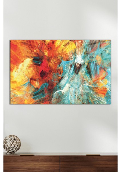 Sanatsal Renkli Sıçramalar Yatay Cam Tablo, Modern Ev Dekoru, Hediyelik Duvar Dekorasyonu, Kırılmaz