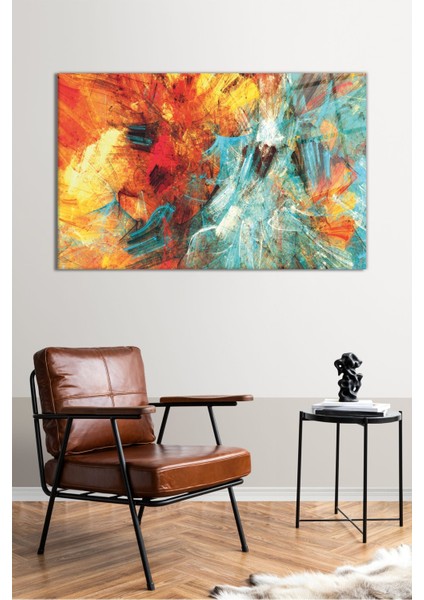 Sanatsal Renkli Sıçramalar Yatay Cam Tablo, Modern Ev Dekoru, Hediyelik Duvar Dekorasyonu, Kırılmaz fiyatları