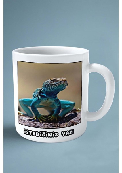 Kertenkele Baskılı Kupa Bardak Çift Taraflı Kişiye Özel Çerçeveli Renkli Model 3 fiyatları